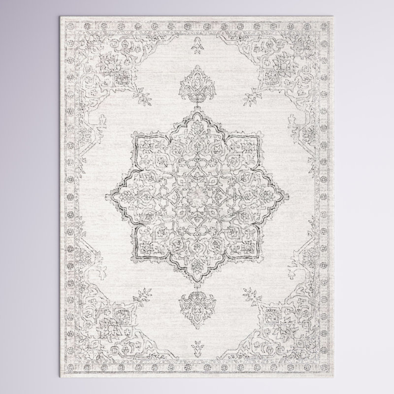Tapis abstrait ivoire / noir Longe, Rectangle 3 pi 3 po x 5 pi 3 po
