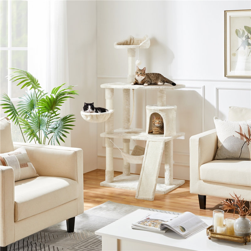 Arbre à chat de type tour, Beige, H 63,5 po x l 29,3 po x P 30 po