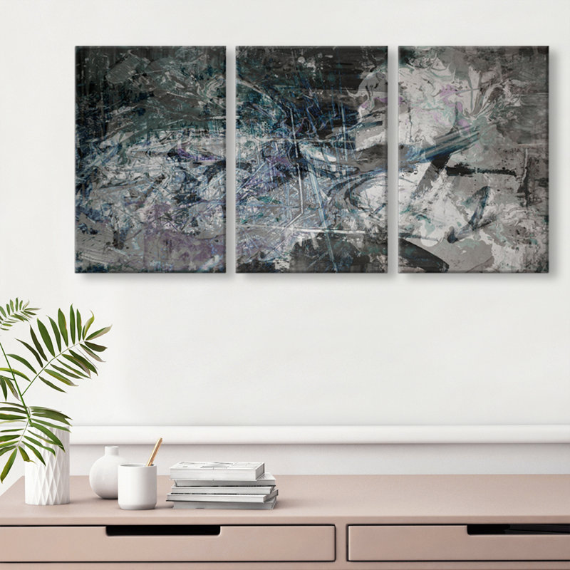 « abstract », ensemble de 3 reproductions d’art sur toiles
