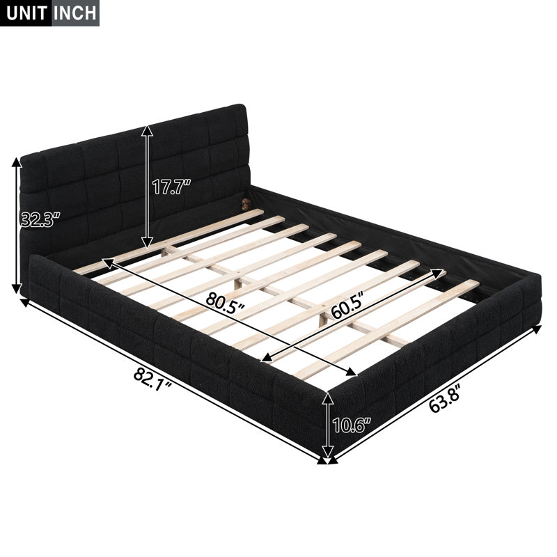 Grand lit plateforme tapissier, Noir