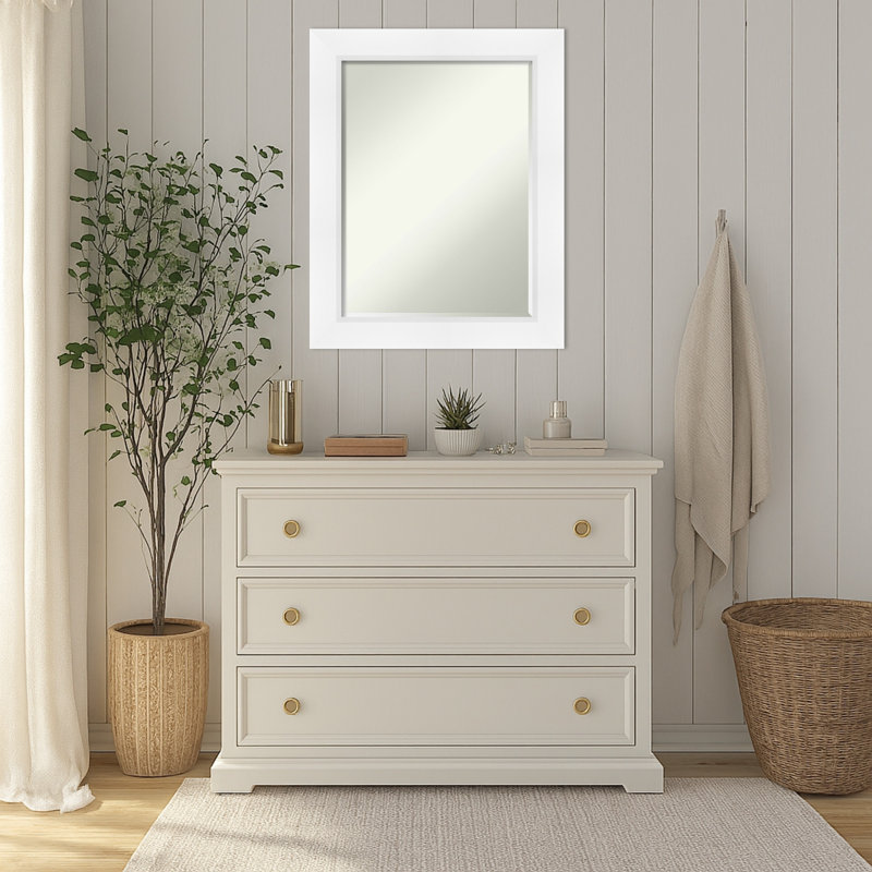 Miroir mural incliné demi-biseauté, Blanc