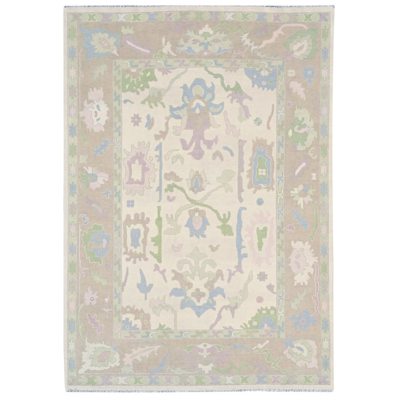 Alice Hand Knotted Wool Oriental Area Rug, Rectangle 8' x 10'