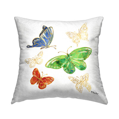 Stupell Industries Varied Glam Butterflies Outdoor Printed Pillow by Paul Brent
