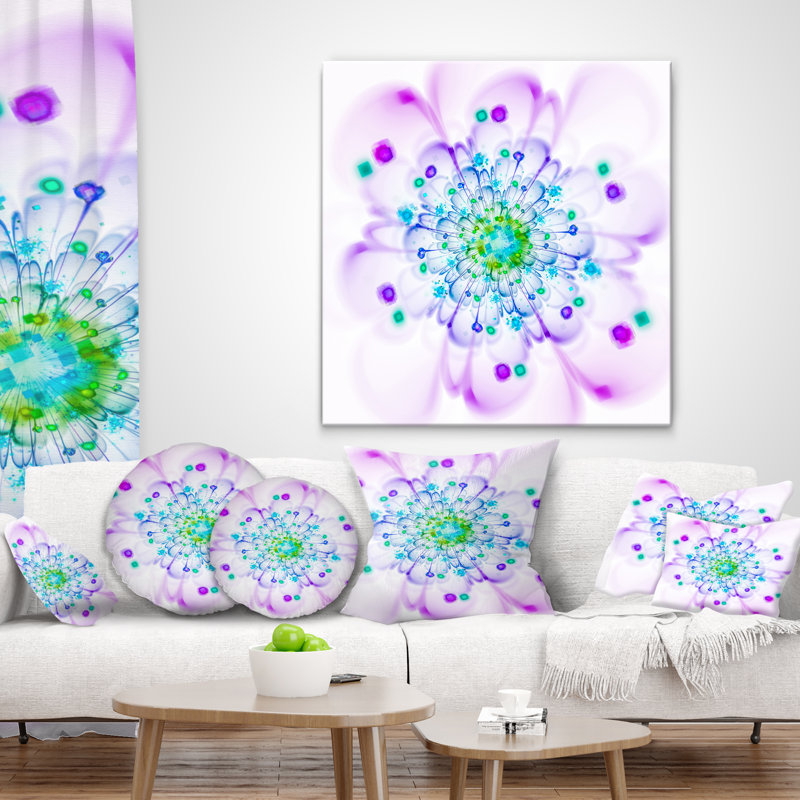 Coussin floral simple fractal, 16 po x 1 po, Coussin décoratif