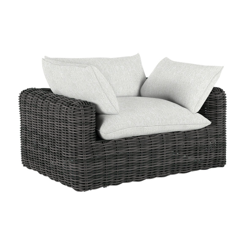 Montecito N-Dura Resin Wicker Outdoor Lounge Chair, Raffia, Welt, Bali Pearl