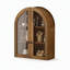 Armoire murale cintrée en placage de bois avec portes en verre trempé et tablette réglable-294817746