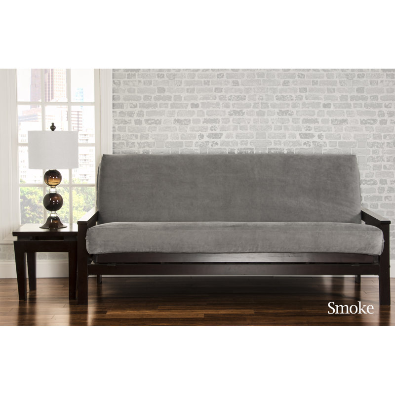 Leupp Polyester Box Cushion Futon Slipcover, Twin, Smoke