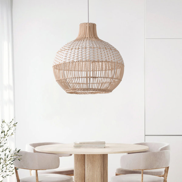 Beachcrest Home Baroda 1 - Light Rattan Dome Pendant 