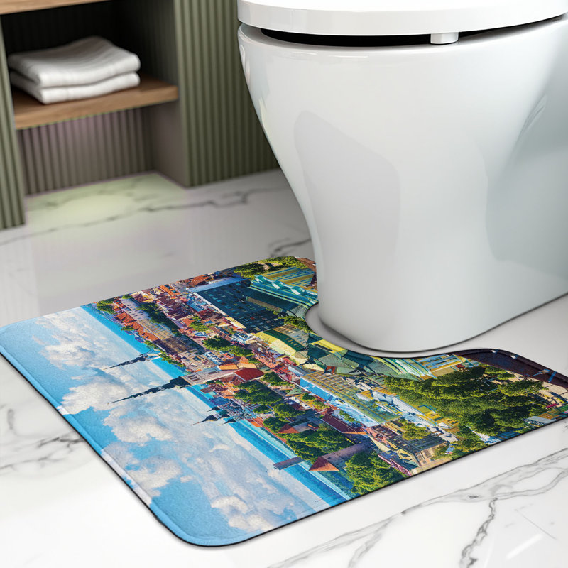  Tapis de salle de bain en U European Mat 20 po x 16 po Multicolor