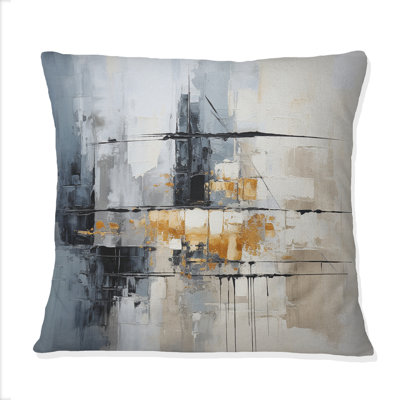 Grey Collage Reflections II - Abstract Collages Printed Throw Pillow