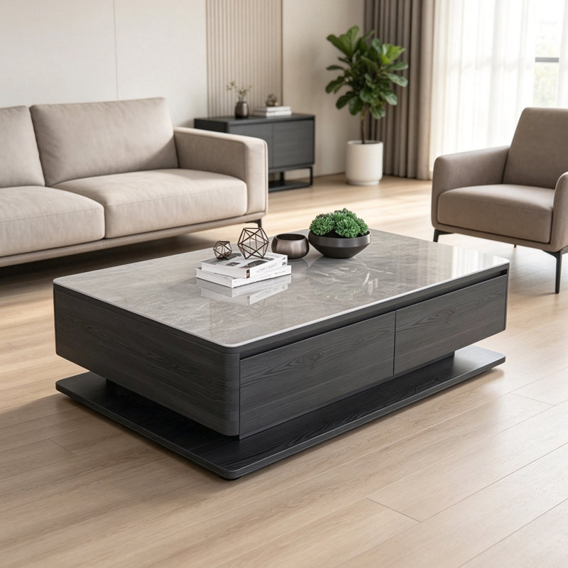 Rangement pratique pour table basse Clean Style, 16.92" H x 55.11" W x 31.49" D, Grey
