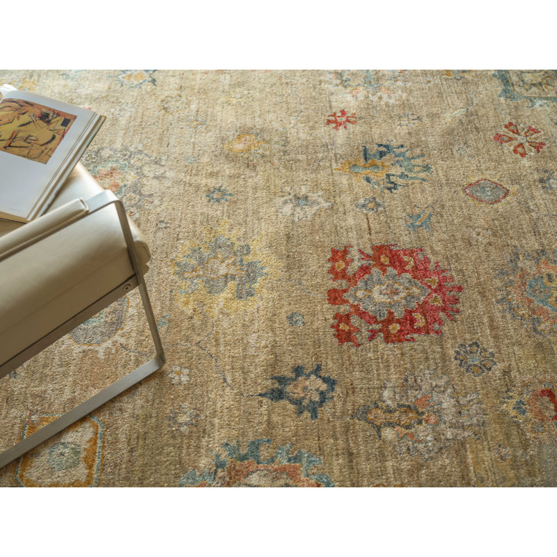 Oxford Hand-knotted Ghazni Wool, Camel Area Rug, Rectangle 8' x 10'