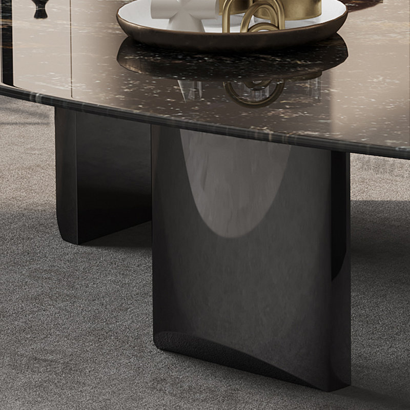 Table basse légère en marbre goutte d'eau de luxe, H 15,7 po x L 59,1 po x l 31,5 po, Dark Grey