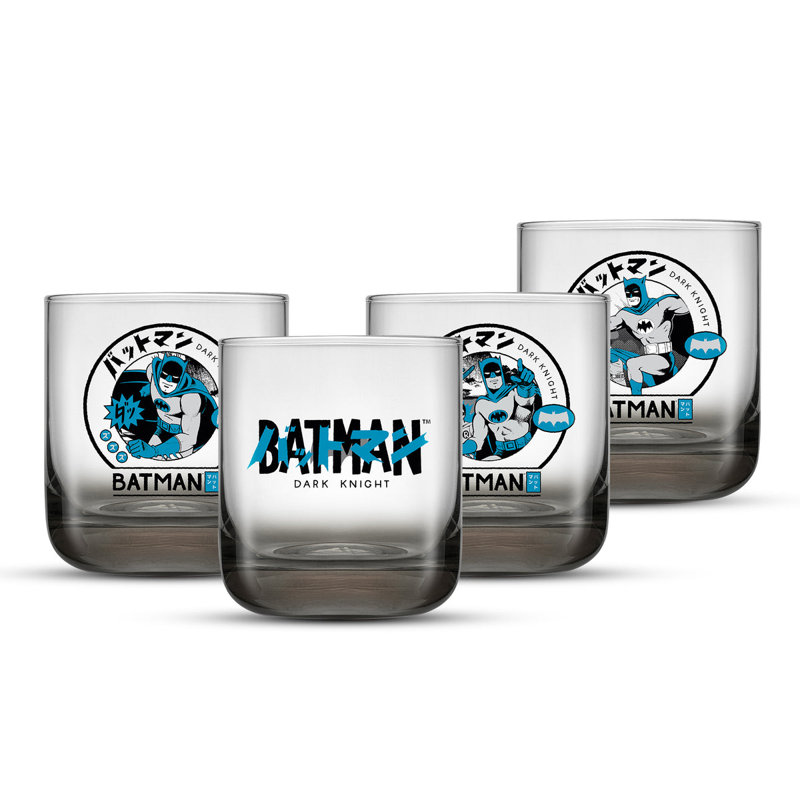Verres courts Batman Gotham City Noir - 10 oz - ensemble de 4