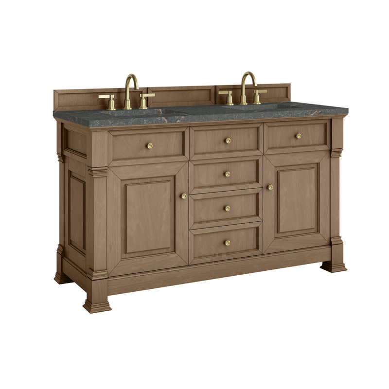 Meuble-lavabo double l 60 po Brookfield, Bleu Parisien, Pacanier, À entraxe