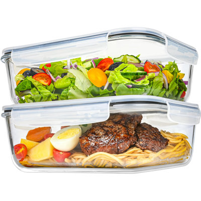 Large Glass Food Storage Containers With Airtight Lids, BPA-Free And Leakproof, Microwave And Oven Safe For Meal Prep And Serving, 2 Pack, (Grey)