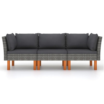 Ensemble modulaire de patio carré en eucalyptus de 23,6 po de large avec coussins Brause