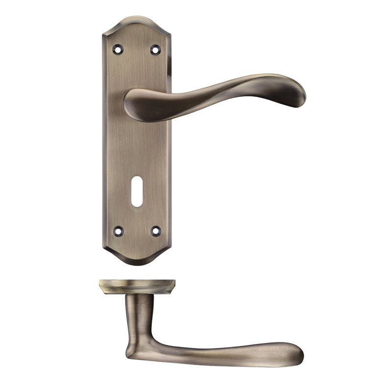 Behren Lock Door Handle, Florentine Bronze