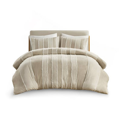 3 Piece Striped Cotton Duvet Cover Set