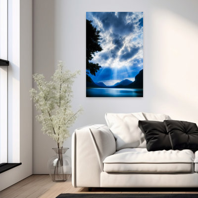 God Rays Over Sylvenstein Lake, Bavaria, Germany Abstract Contemporary Forest Landscape Wall Art