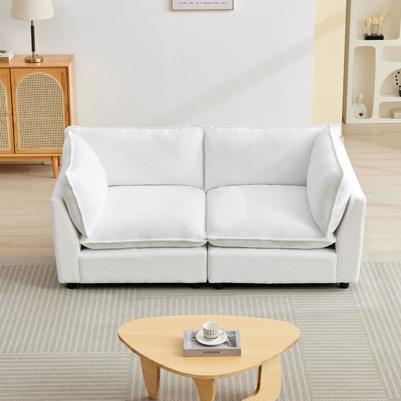 Canapé modulaire en chenille de l 74,8 po Eagan Heffernan , Chenille blanche