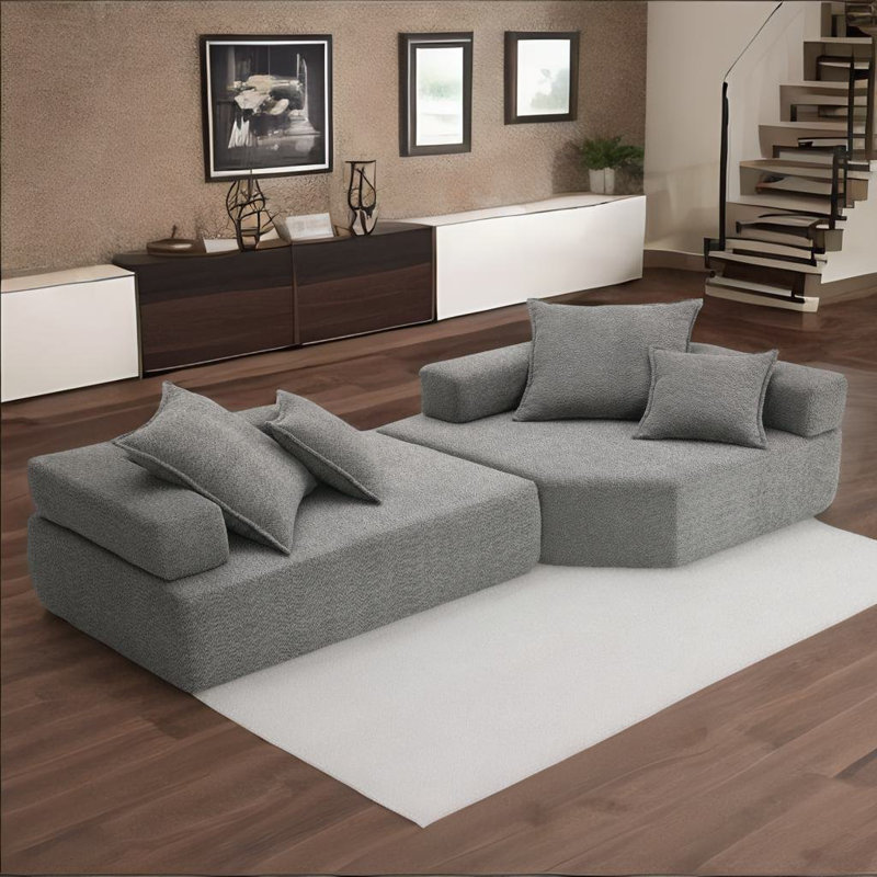 Ermajean Boneless 103.5'' Modular Sofa, Gray Fabric