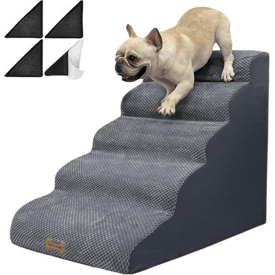 5-Step Dog Stairs for 30 Inch High Beds & 20-30 Inch Couch Bed, Non-Slip Balanced Indoor Pet Ramp Stairs for Small Old Large Dogs Cats to Get on Bed 3