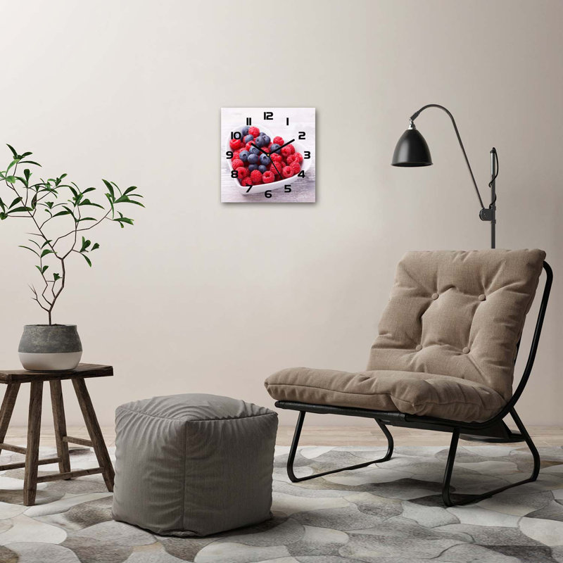 Hermance Glass Wall Clock, Black/Red/Purple/White