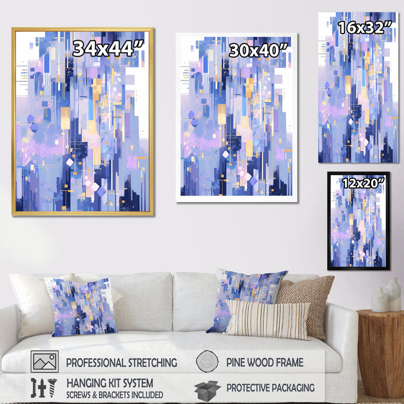 «Contemporary Lavender Bold Illumination I», reproduction d'art sur toile abstraite, Cadre flottant noir