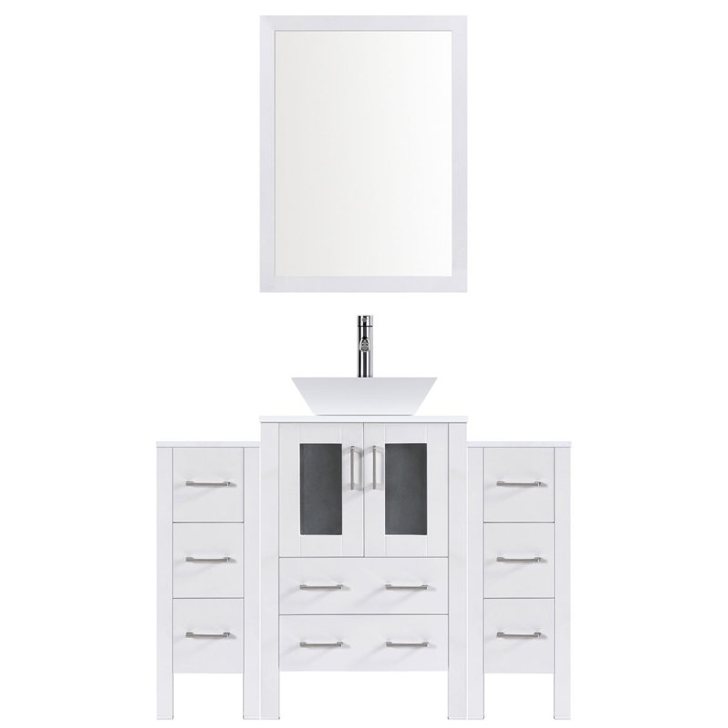 60'' Single Bathroom Vanity with Stone Top, White
