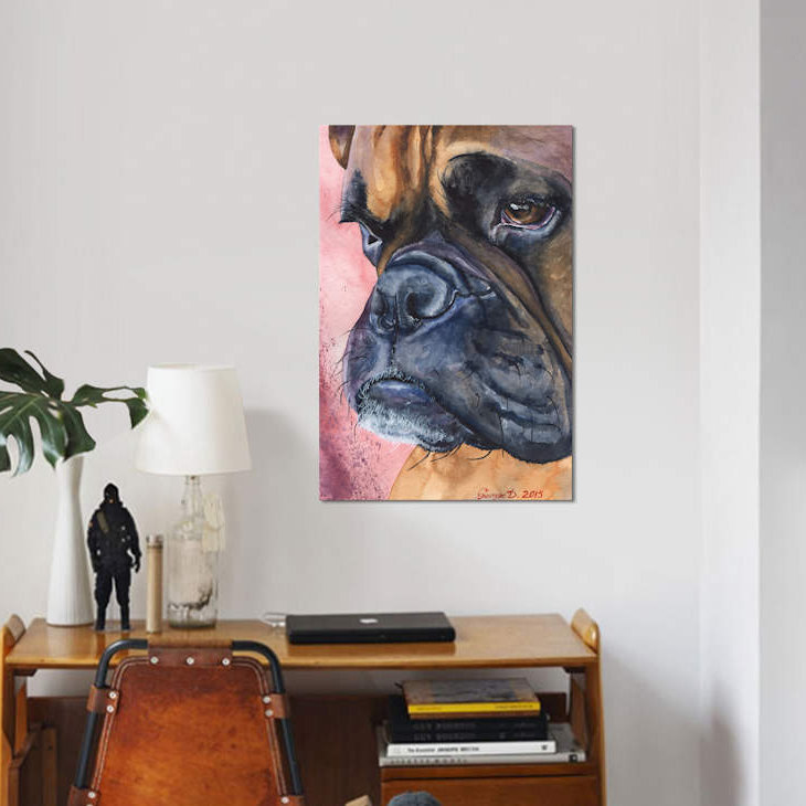 « boxer portrait », impression sur toile, H 12 po x l 8 po x P 0,75 po, Toile tendue, Pas de tapis