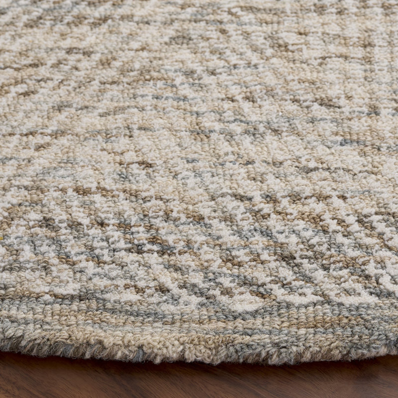Abstract Hand Tufted Wool; Cotton Geometric Indoor Rug, Round 6'