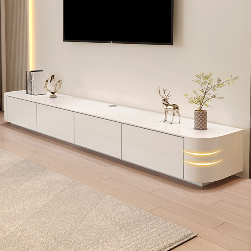 Meuble télé beige en bois manufacturé massif, H 11,81 po x L 94,49 po x l 11,81 po