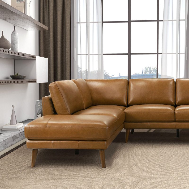 Canapé modulaire en cuir brun clair Benson