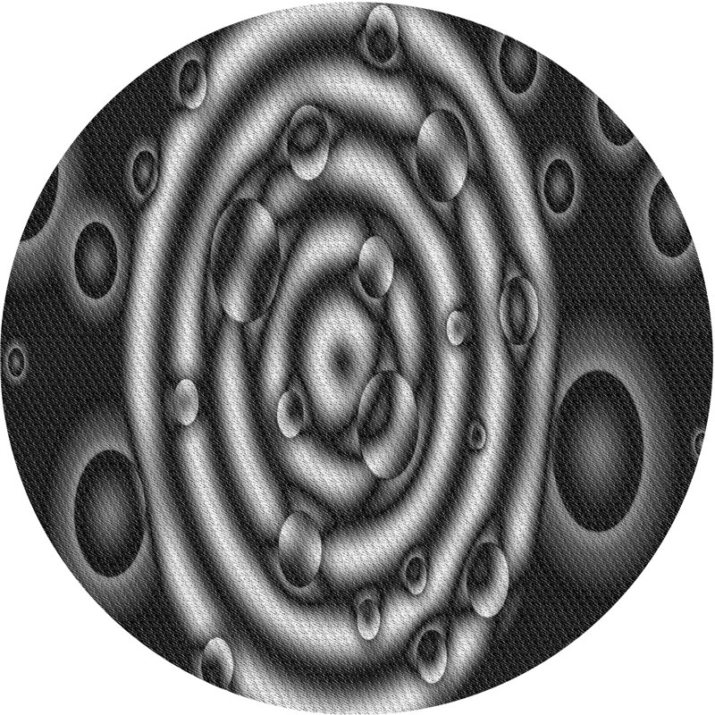 Tapis blanc / noir Power Loom, Rond 3 pi
