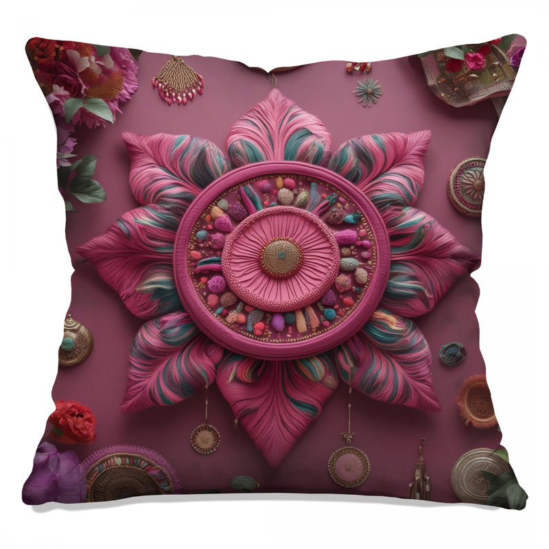 Pink Floral Mandala Double Sided Throw Pillows, 26 x 26 inches