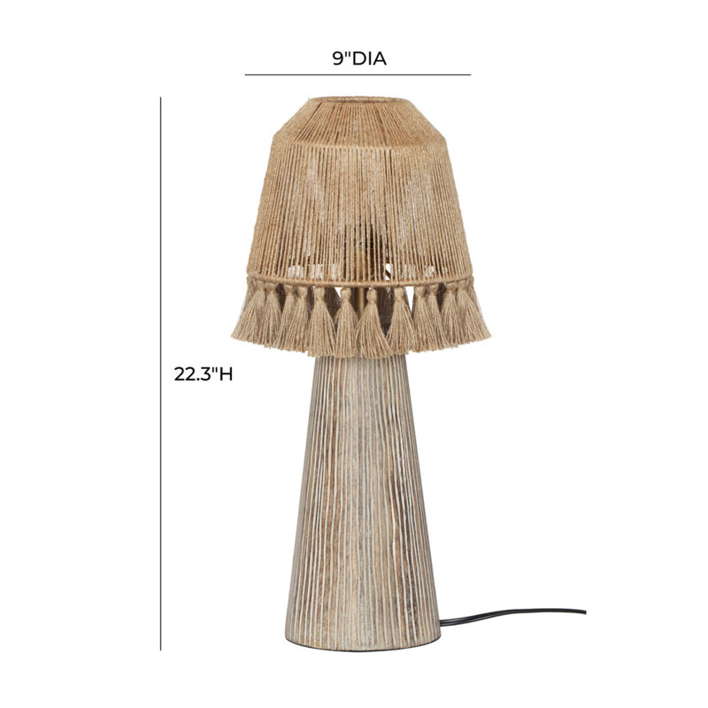 Adjustable Natural Jute and Mango Wood Table Lamp