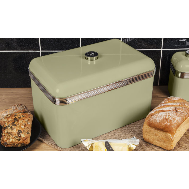 Swan Retro Bread Bin, Metal, 18 Litre,, Green