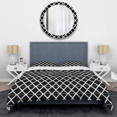 Ensemble de housse de couette moderne Black White Diamonds II