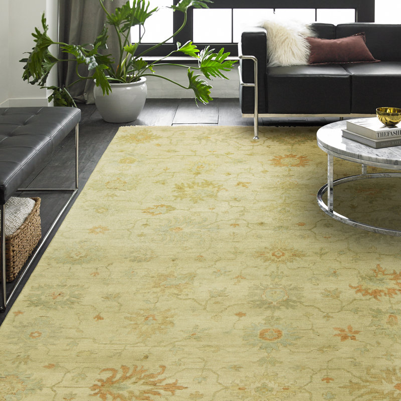 Wool Oriental Area Rug in Ivory, Runner 2'6" x 12'