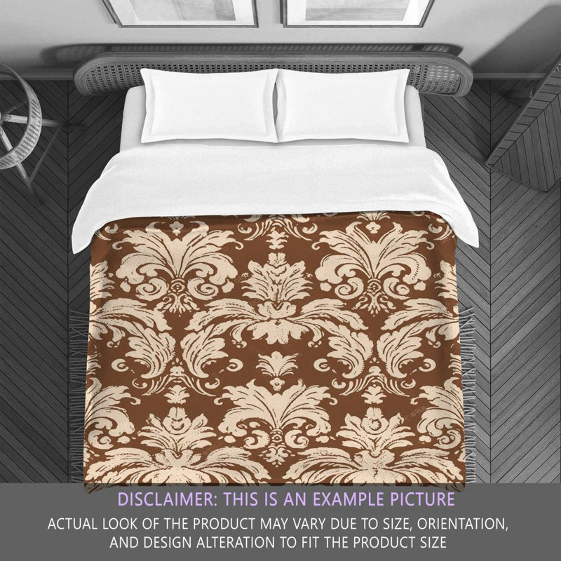 Polyester Comforter, Brown/White Damask, King Comforter