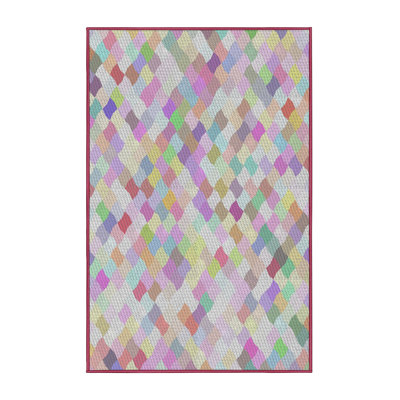 Tapis rouge/rose tissé à la machine