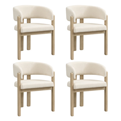Boucle Upholstered Armchair in Beige