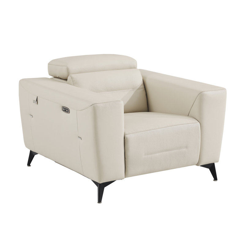 Fauteuil inclinable électrique en cuir fleuri Waad, Beige