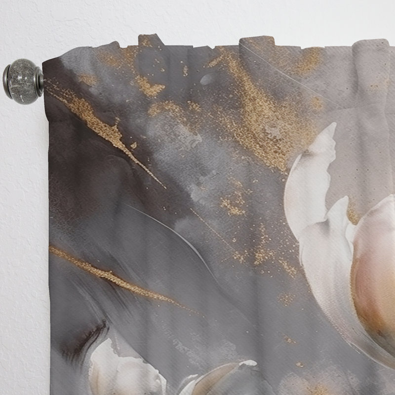 Chiavary - crème sérénade de tulipes III - rideau traditionnel en velours - obscurcissant - 1 panneau, L 52 po x L 90 po