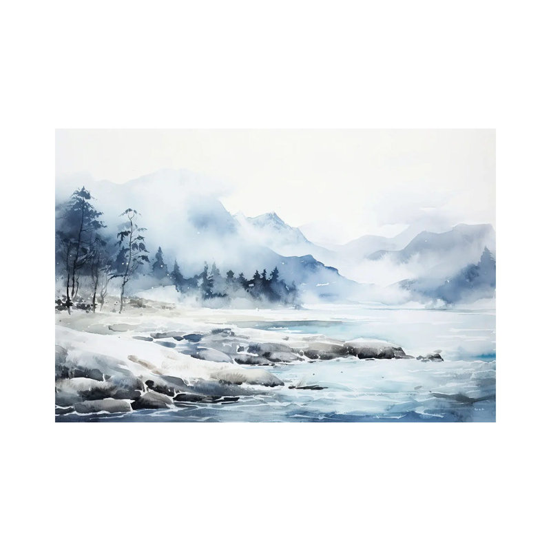 Foggy Blue Mountains - impression d'art mural, H 12 po x l 18 po, Toile tendue, Ne s’applique pas