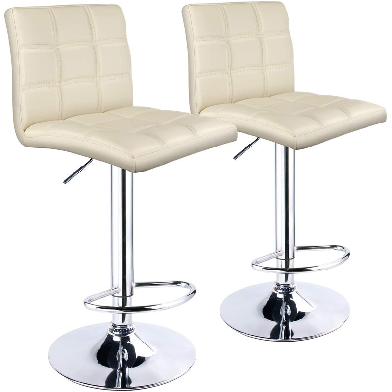 Ludly 32.5" Swivel Upholstered Adjustable Height Counter Stool, Beige, 2