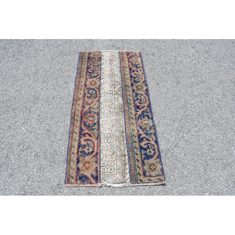 Handwoven Turkish Vintage Small Rug in Purple for Outdoor Door Mat Use