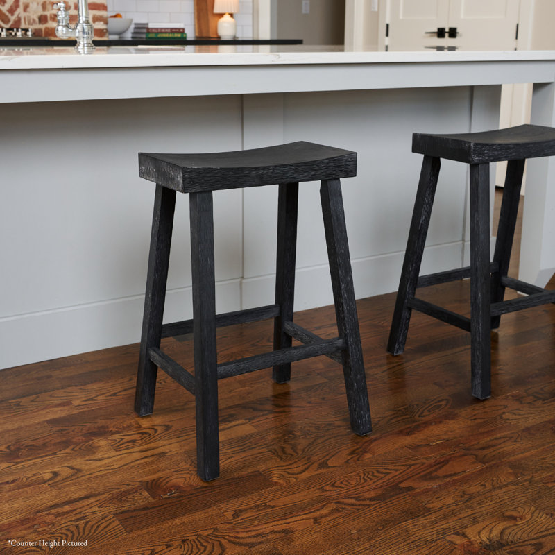 Maven Lane Vincent Wooden Kitchen Stool, Bar Stool ( 31" Seat Height ), Antiqued Black