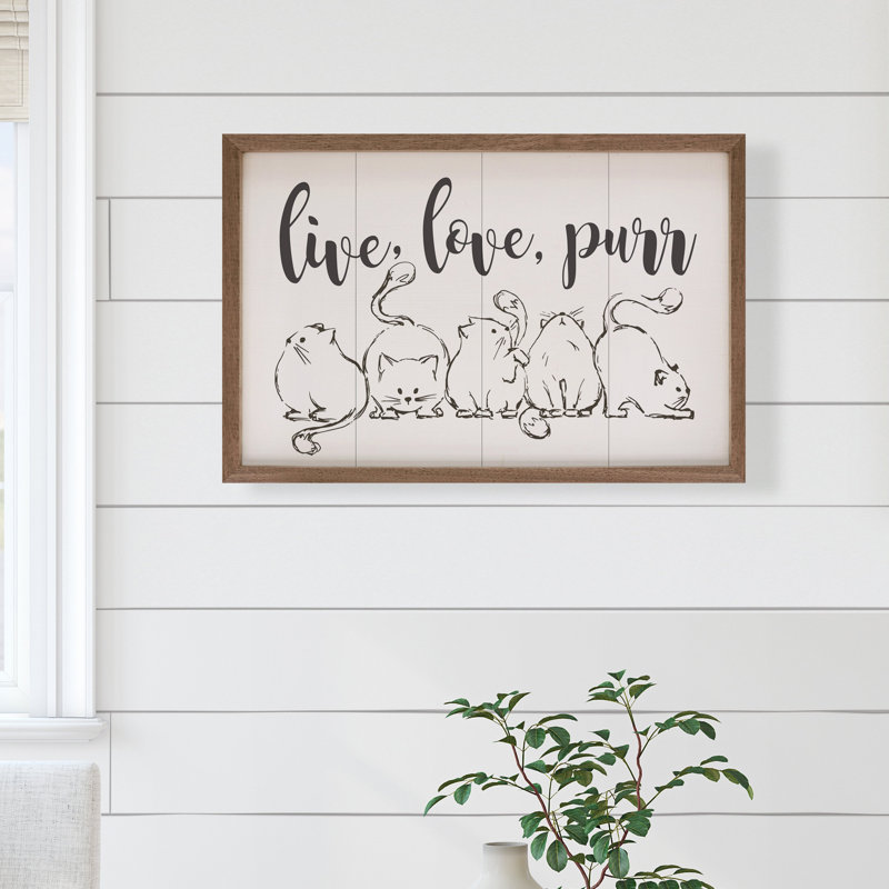 Live Love Purr - chat blanc, H 10 po x l 16 po